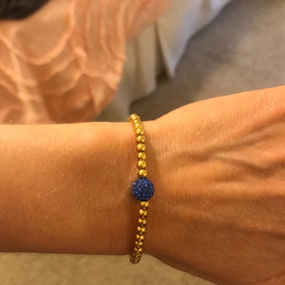 Rustic Cuff bracelet gold with blue gemstone
